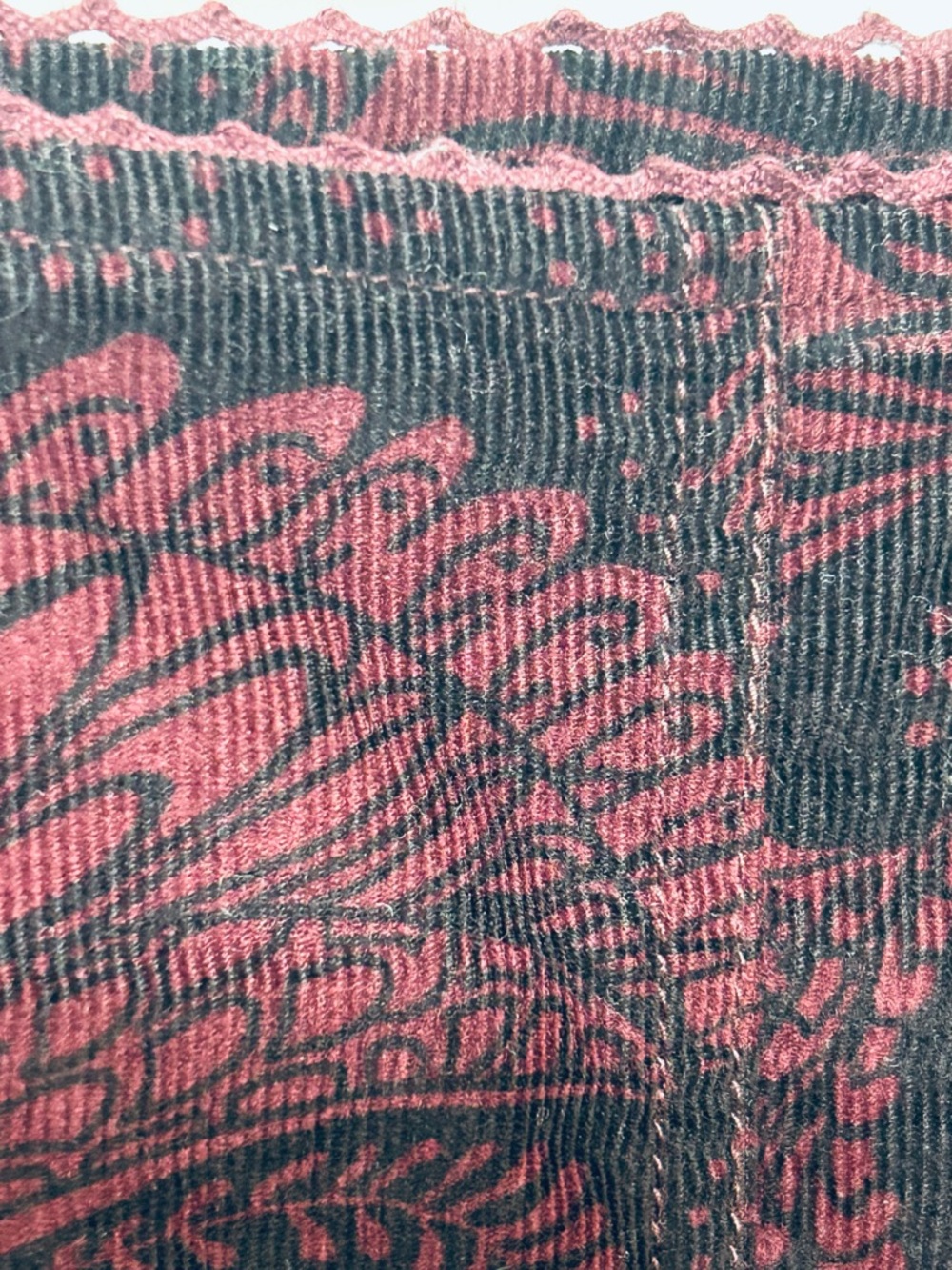 Bohemian Asymmetrical Maroon Printed Tie-Waist Skirt - Picture 10 of 10